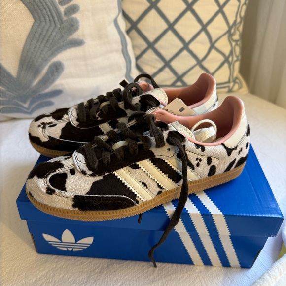 ADIDAS SAMBA OG Cow Print size 8 Women Sneaker Animal Print Style Gum Sole NWT - Picture 7 of 17